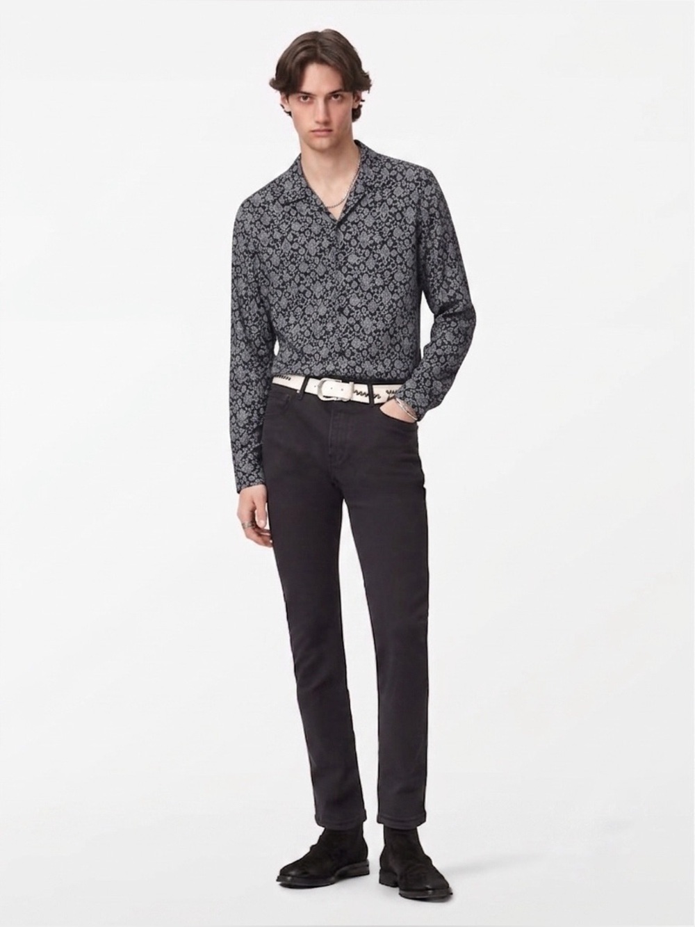 ALL SAINTS Men's Mosicac Long Sleeve Shirt - Black, Medium
